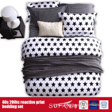 133*72 Printed Black White Bed Linen for Hotel/Home Use